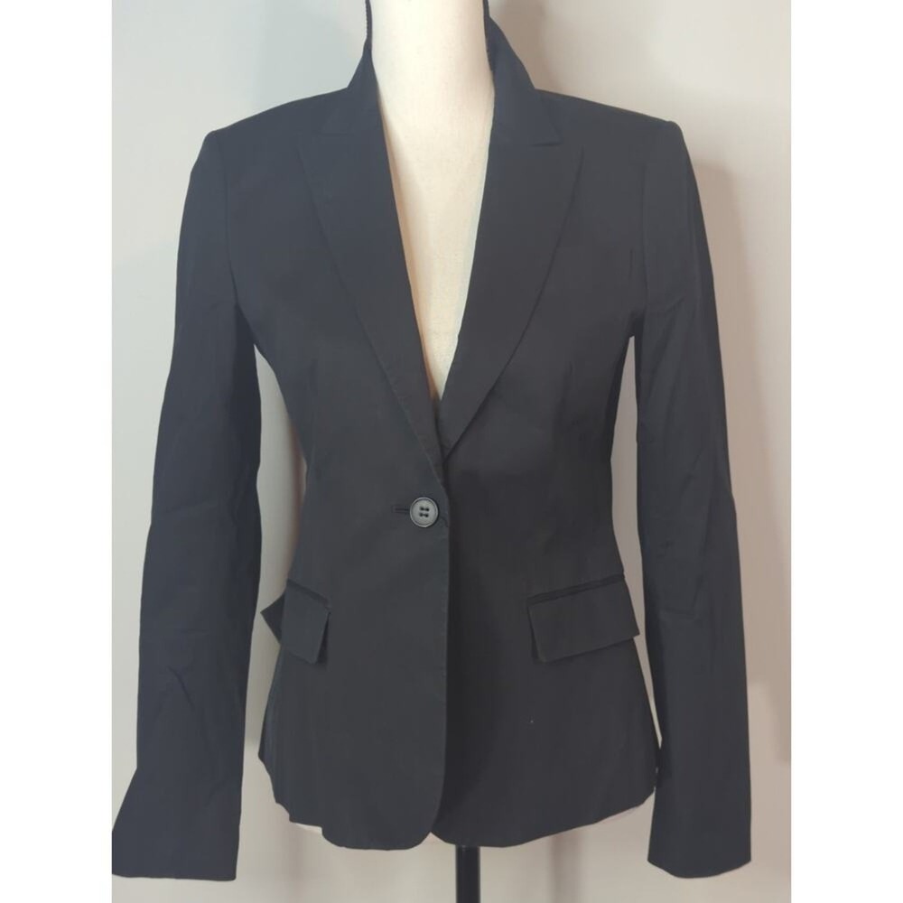 Theory Black Cotton Blend Single Breasted One Button Blazer Corporate Women's 6